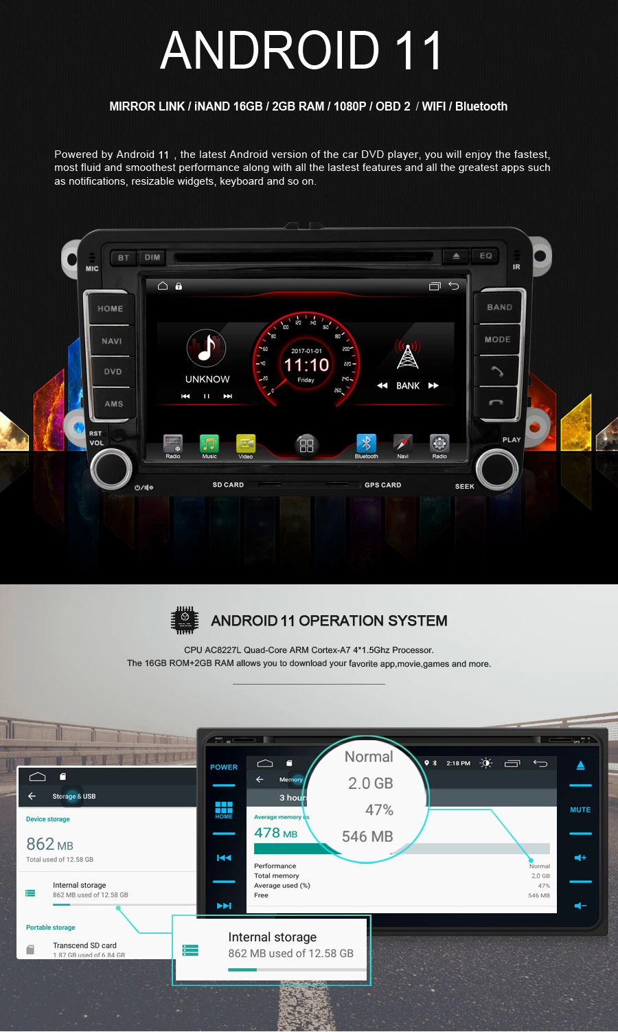 Witson Quad-Core Android 11 Car DVD GPS for Subaru Outback 2008-2013 Built-in WiFi Module