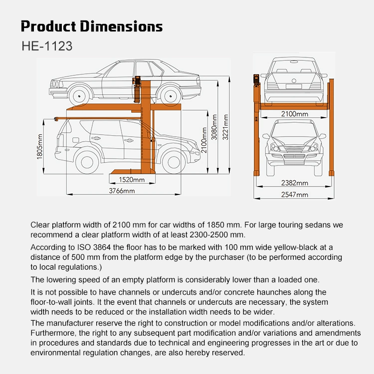 Two Post Double Level Car Parking Lift/Hydraulic Lifting Equipment/Vertical Parking System