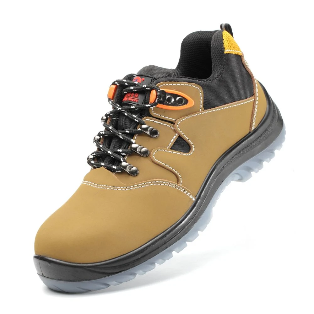 Yellow Color Nubuck Leather Safety Shoe with PU-TPU Sole