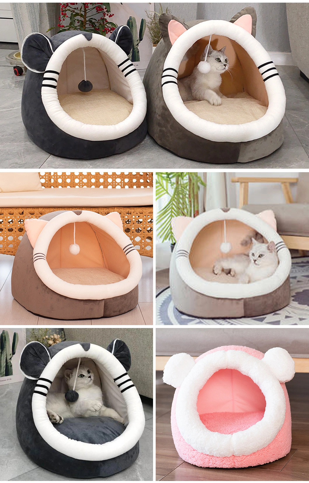 Wholesale Warm Cat Bed House with Ball Toys Pet Bed for Cats and Dogs Pet Supplies