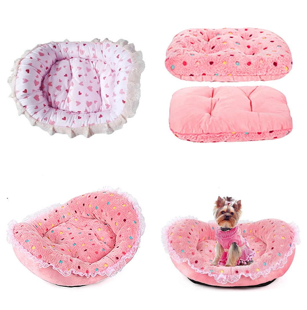 Pink Lace Ingot Modeling Warm Soft Detachable Cute Sweet Pet Cat Dog Bed