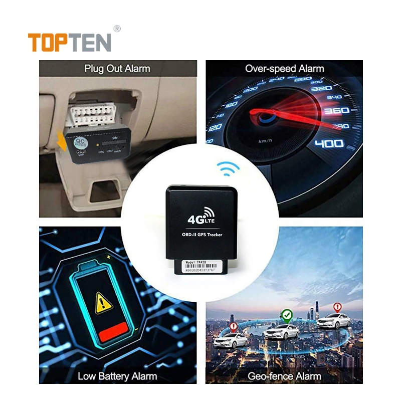 Topten Tk428-Wy 4G OBD II GPS Tracking Diagnostic Cars OBD2 GPS Tracker Vehicle Vin Number Car Driver Behavior Analysis