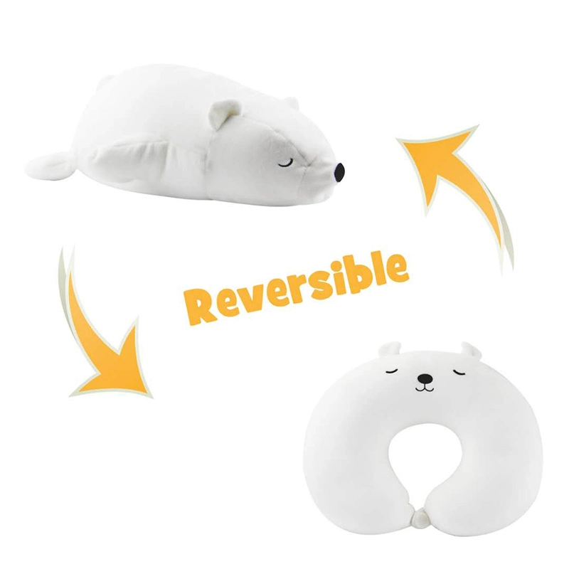 Cute Custom White Polar Bear Stuffed U Shaped Pillow Cushion