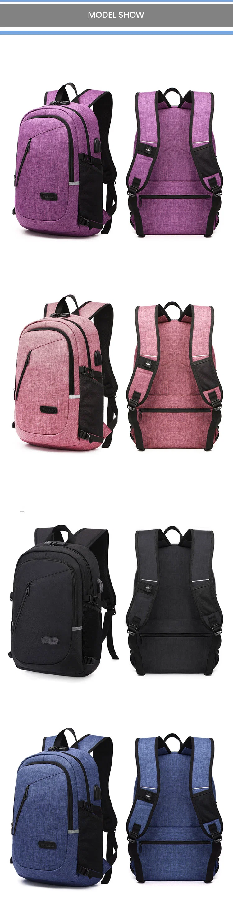 Anti-Theft Backpack USB Charging Oxford Cloth Business Computer Bag Trolley Case Fixed with Password Lock Shoulder Bag