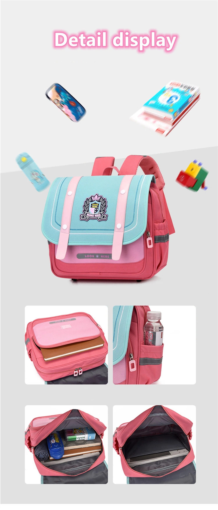 Primary School Students Girls Boys Horizontal London Classic Style Large Capacity Backpack