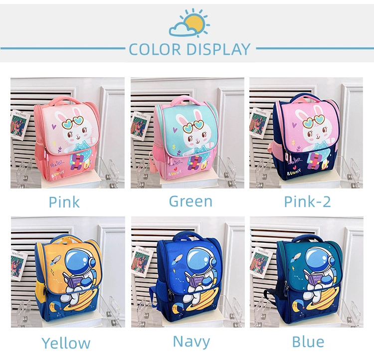 Kindergarten Schoolbag Boys and Girls Cute Cartoon Rabbit Astronaut Backpack Wholesale Custom