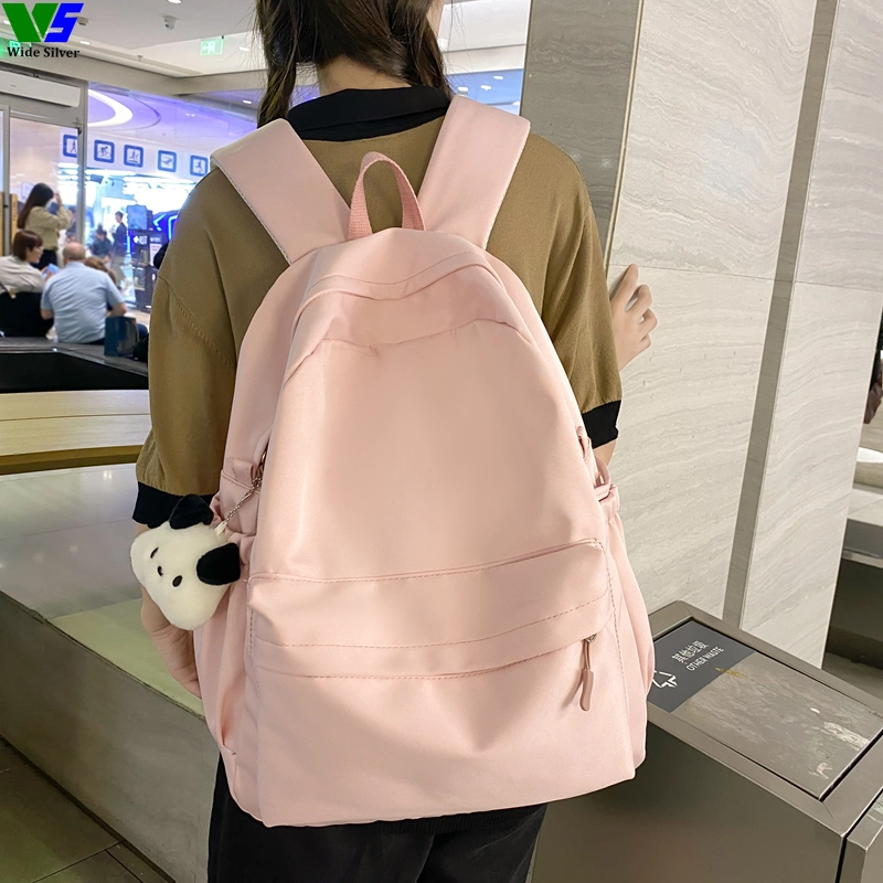 Wide Silver Good Selling Stylish College Bags Girls Korean Backpack for Teens