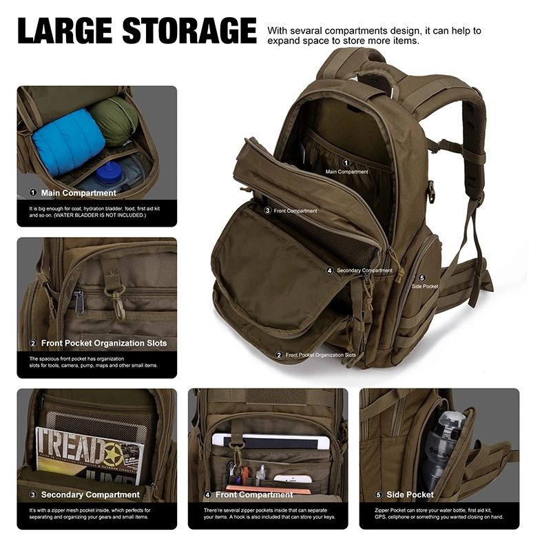 Custom New Hiking Expedition Survival Camouflage Hunting Modular Assault Mochilas Hydration 25L Tactical Backpack