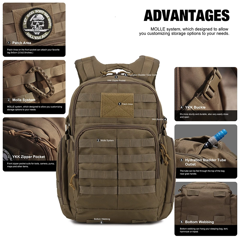 Custom New Hiking Expedition Survival Camouflage Hunting Modular Assault Mochilas Hydration 25L Tactical Backpack