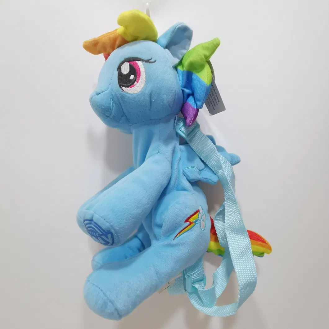 Amazon Hot Selling Item Licensed Blue Unicorn Plush Backpack for Kids School Bags