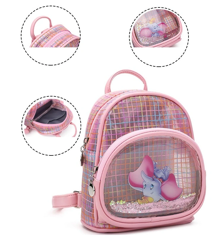 2022 Factory Cost Price Bookbag Grid Line Design Schoolbag Kids Backpack Sequin Bling Laser Kid Shoulder Bags for Primary School for Girls