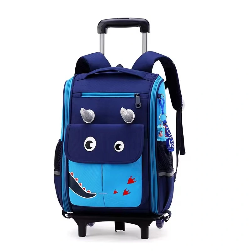 Classic School Backpack Kids Fashion Lightweight Large Capacity Pull Rod Waterproof Backpack with Multiple Compartment Pulleys