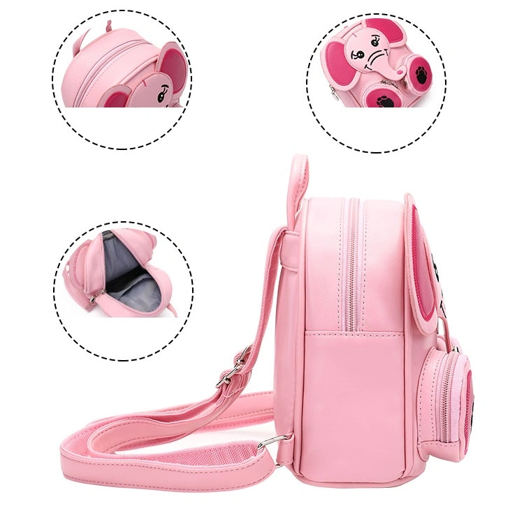 Waterproof Leather Toddle Bag School Backpack Mini Cute Cartoon Elephant Backpack Kids Gilrs Boys Age 2-6 Years Old