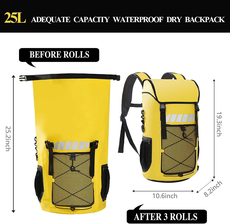 Custom Heavy Duty Roll-Top Closure Custom Backpack Dry Waterproof Backpack 30L Dry Sack for Kayaking Boating