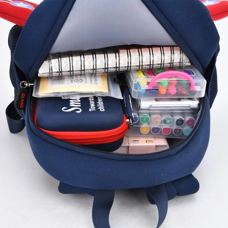 Wholesale Custom Cartoon Backpack Neoprene Cute Aircraft Shape Small School Bags Boys Girls Knapsack Kindergarten Kids Backpack