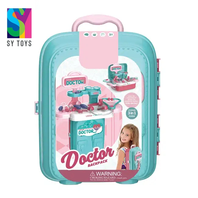 Sy Wholesales Educational Most Popular 3 in 1 Backpack Preschool Medicine Box Doctor Pretend Doctor Set Doctor Toys for Kids