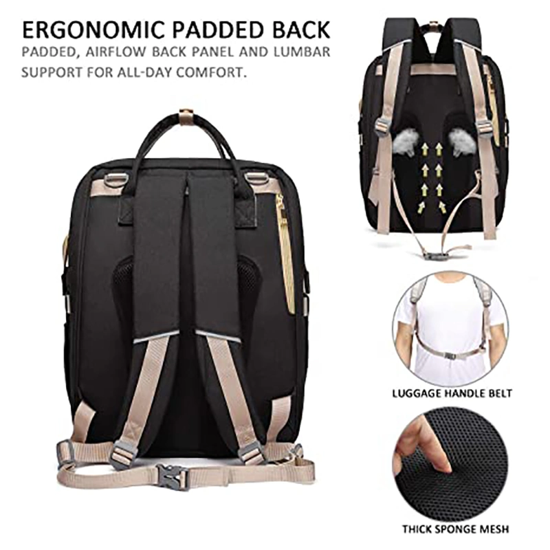 Lightweight Travel Portable Durable Foldable Diaper Bag Backpack with Detachable Baby Bed