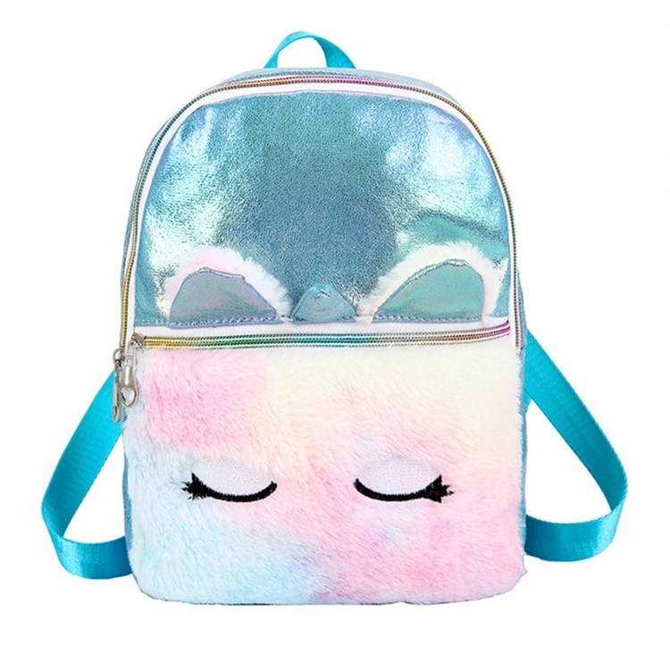 New Arrival Hot Selling Kids Plush Backpack Unicorn Small School Bag Holographic PU Backpack