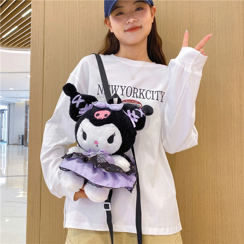 Factory Sanrio Cartoon Anime Doll Bag Cute Faux Fur Backpack Cute Kuromi My Melody Schoolbag Stuffed Toys Fashion Kids Gift Backpack