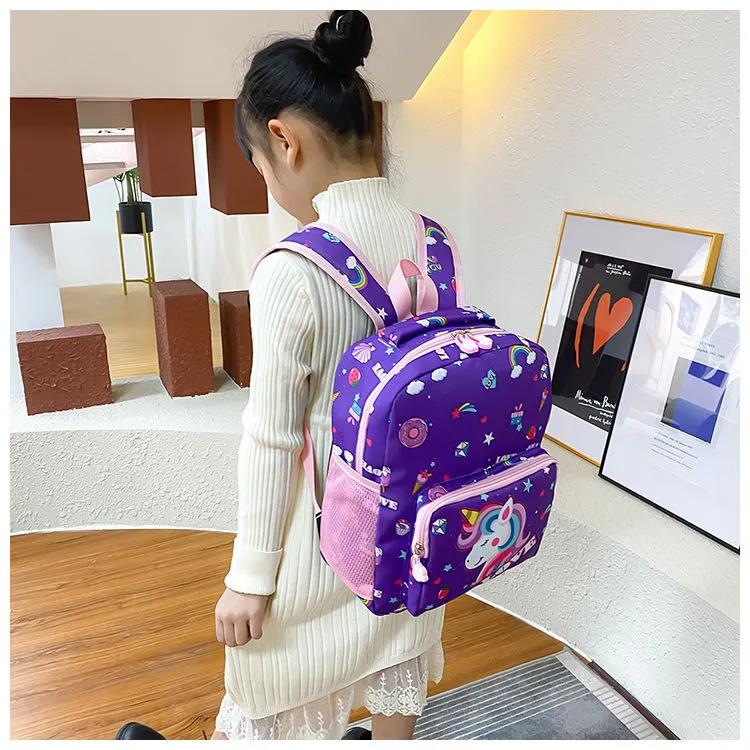 New Waterproof Custom Cartoon Rainbow Unicorn Printing Lovely Kindergarten Student Backpack