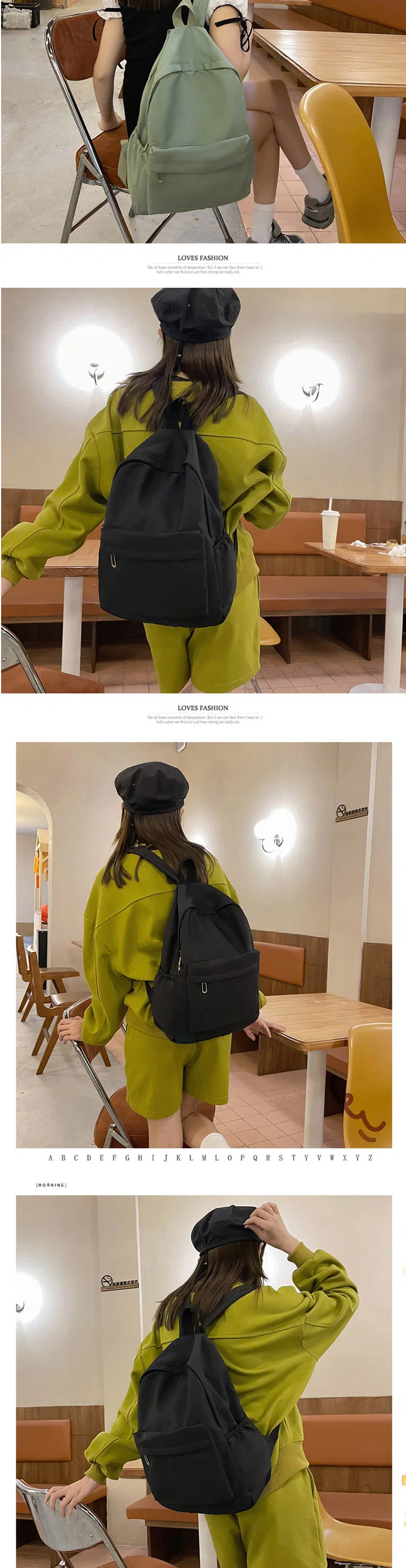 Custom Low MOQ Solid Color Bookbag Girl School Bag Student Kids Backpack