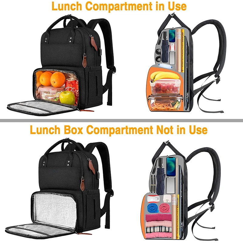 Outdoor Business Travel Lunch Cooler Computer Laptop Backpack with USB