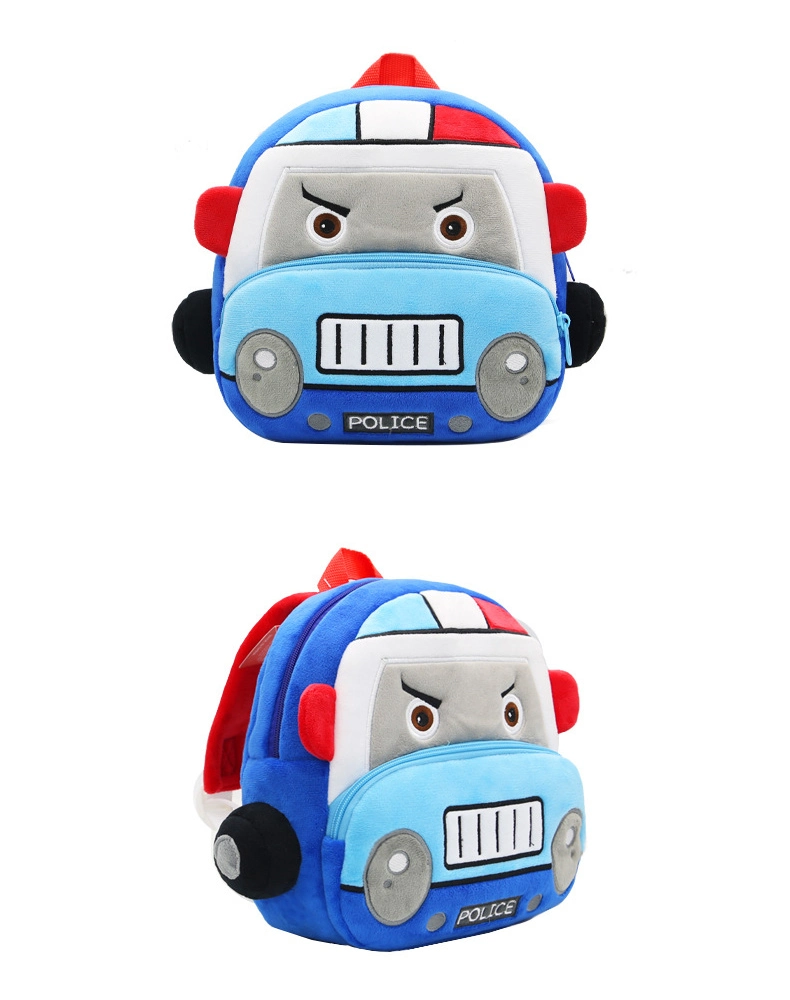 Cute Kid Bag Plush Cartoon Car Series Fire Truck Backpack Toddler School Bag for Baby Girl Boy