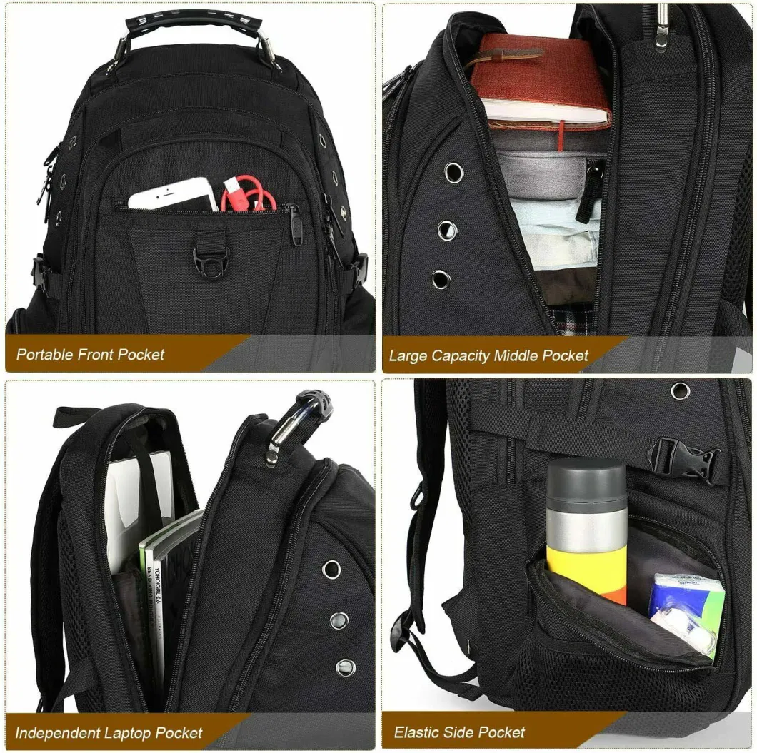 Travel Bag; Trolley Bag; Black 15.6&quot; Rolling Laptop Backpack