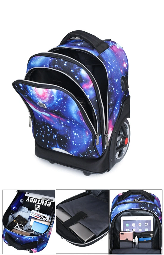 Big Capacity Compact Wheeled Laptop Trolley Backpack Teens