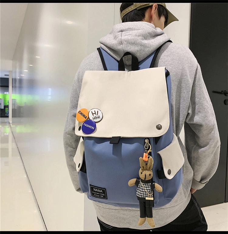 Unisex Contrast Customize Large Capacity Travel Backpack Day Junior High School Students Backpack