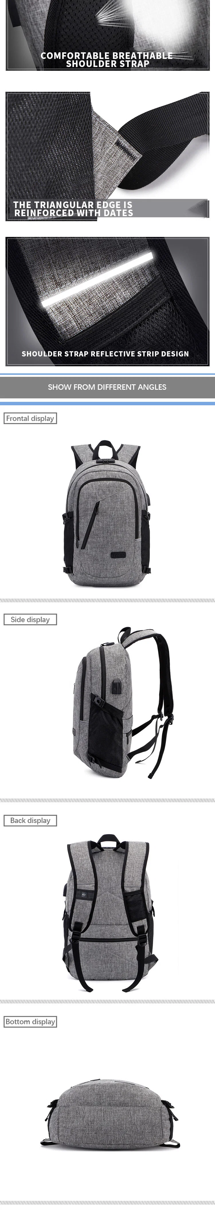 Anti-Theft Backpack USB Charging Oxford Cloth Business Computer Bag Trolley Case Fixed with Password Lock Shoulder Bag