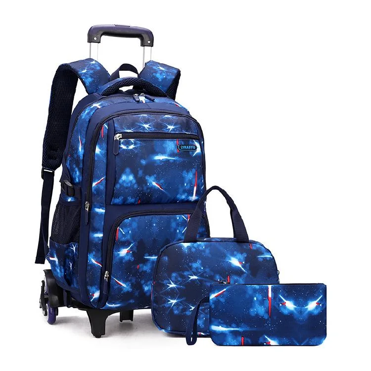 3PCS Set Kids School Rolling Backpack Trolley Bag Student Backpack on Wheels School Wheeled Backpack Bag for Teenagers Travel