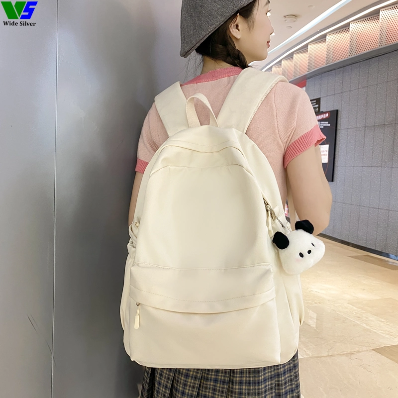 Wide Silver Good Selling Stylish College Bags Girls Korean Backpack for Teens