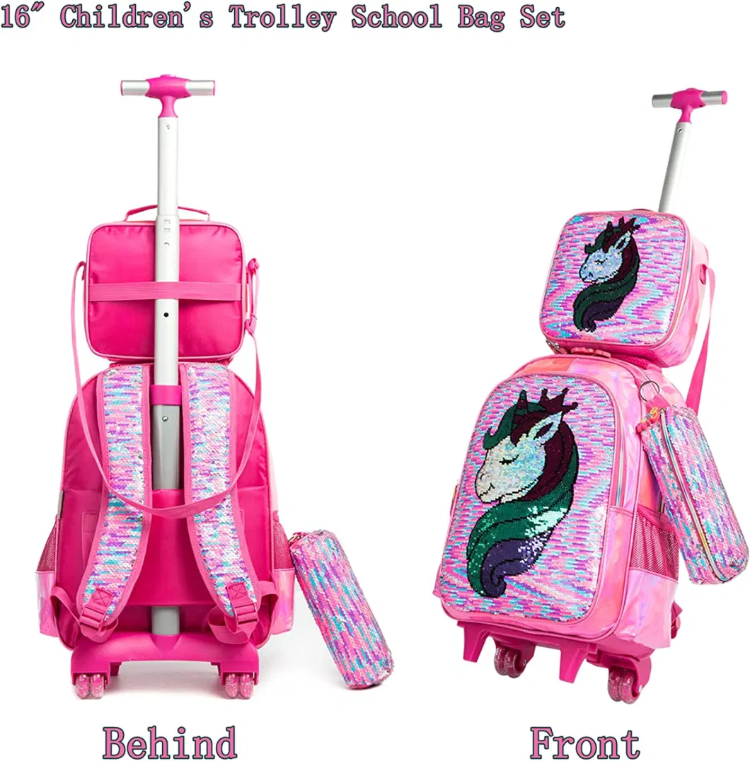 School Kids Rolling Backpack for Girls with Wheels Trolley Wheeled Backpacks for Boys