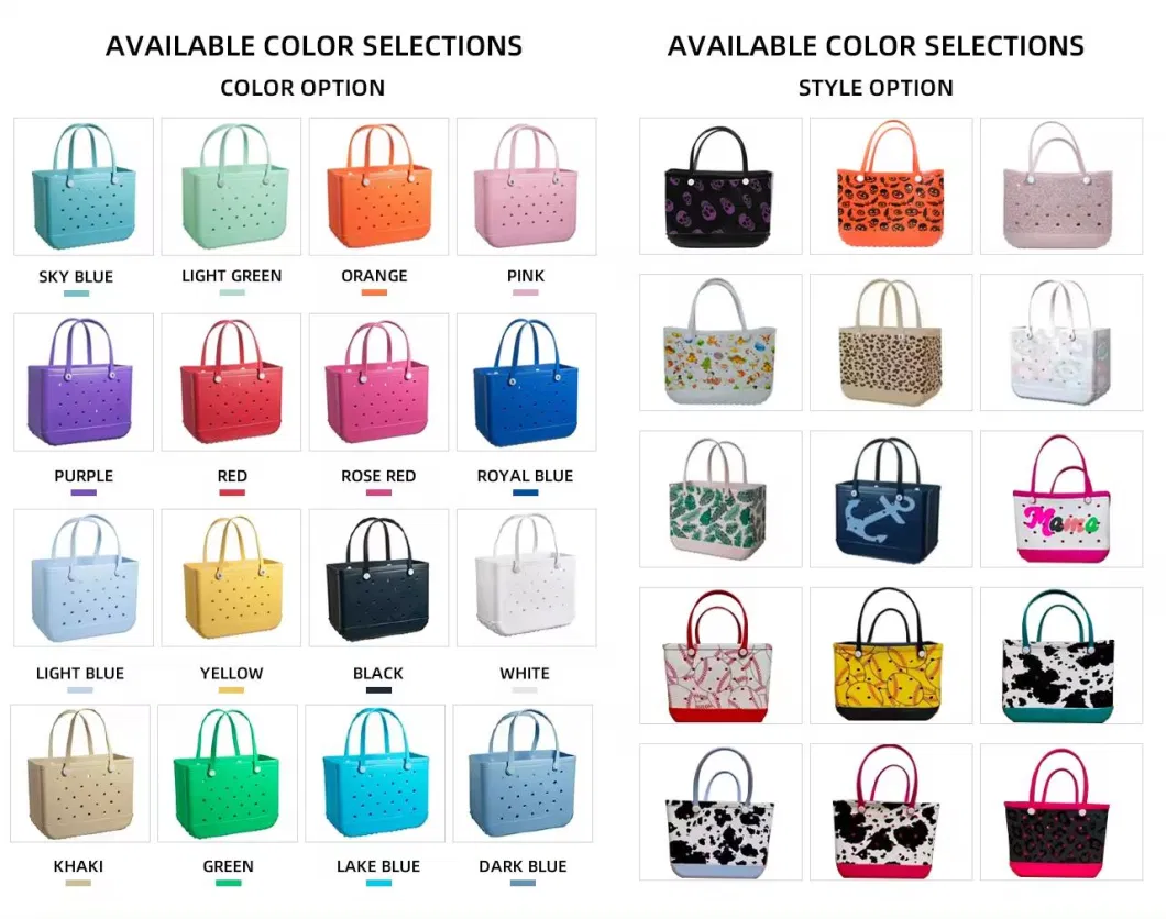 2024 Hot Sale Promotion Custom Multiple Colour Small Fashion Handbags Upgrade Quality Waterproof Durable Rubber Silicone EVA Beach Bag Unisex Kids Friendly EVA