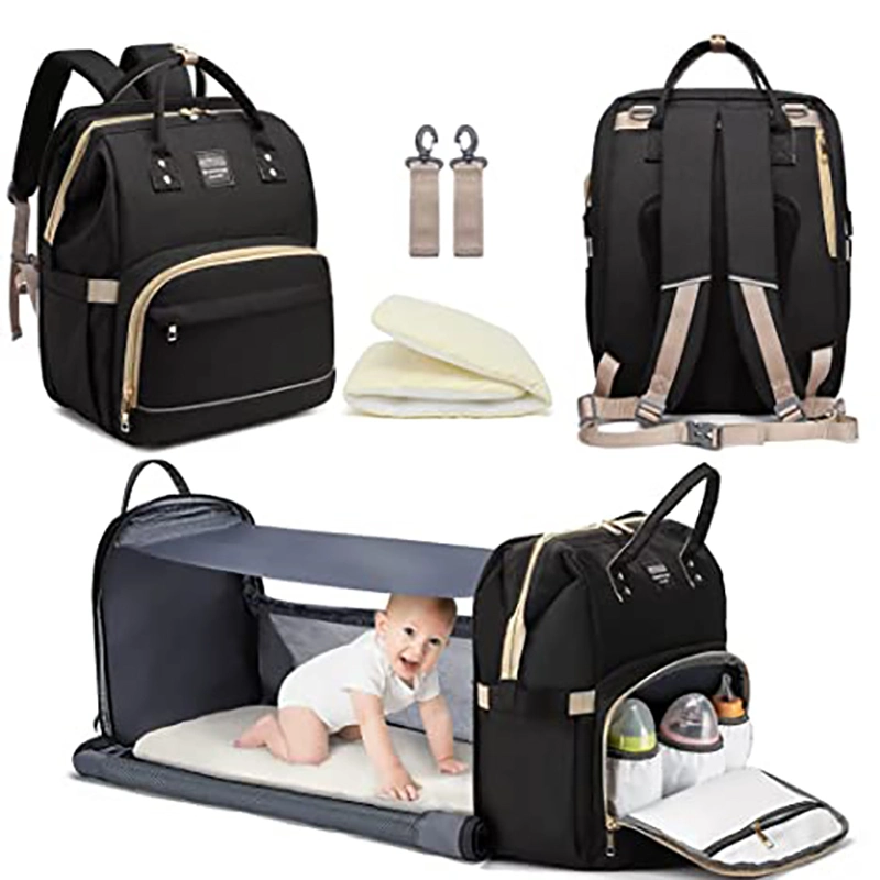 Lightweight Travel Portable Durable Foldable Diaper Bag Backpack with Detachable Baby Bed