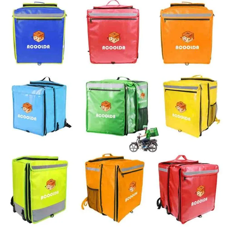 Custom 840d PVC Insulated Takeaway Food Container Lunch Cooler Bag Aluminium Foil Thermal Delivery Backpack for Motorcycle Reusable Food Delivery Bags