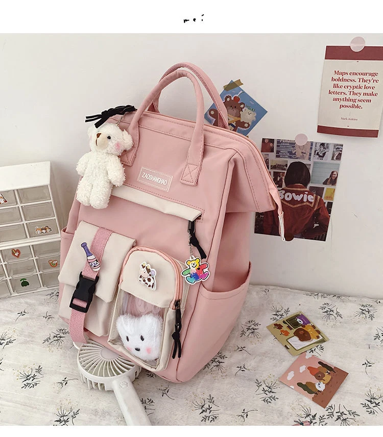 Nylon School Bags for Teenage Girls Kawaii College Student Kids Book