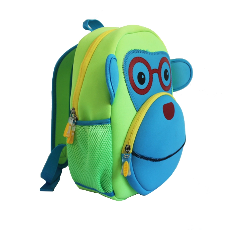 Durable New Fashion Cute Toddler Backpack Custom Kid School Bag Cartoon Monkey Neoprene Blue and Pink Backpack