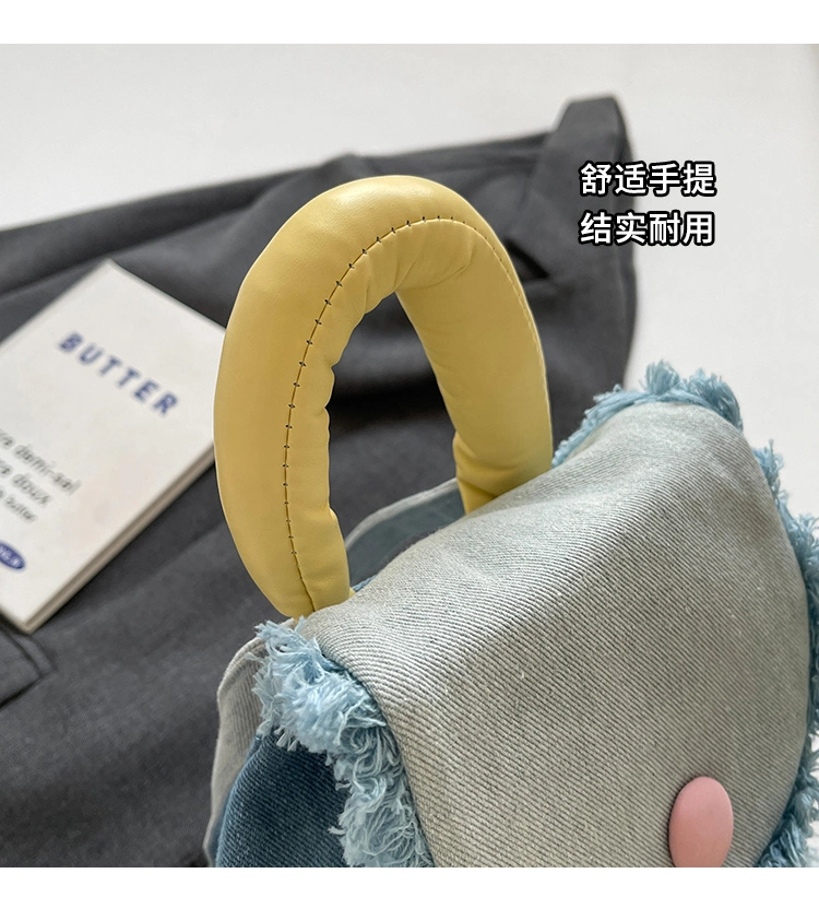 Donut Denim Button Backpack 2023 New Cute Small School Bag Girls College Students Niche Backpack