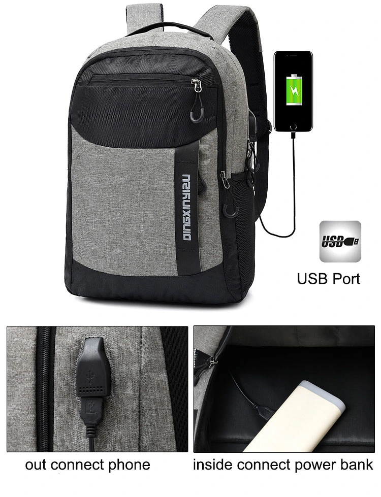 Custom Logo Factory Wholesale Unisex USB Charging Port Teens College Student Backpack