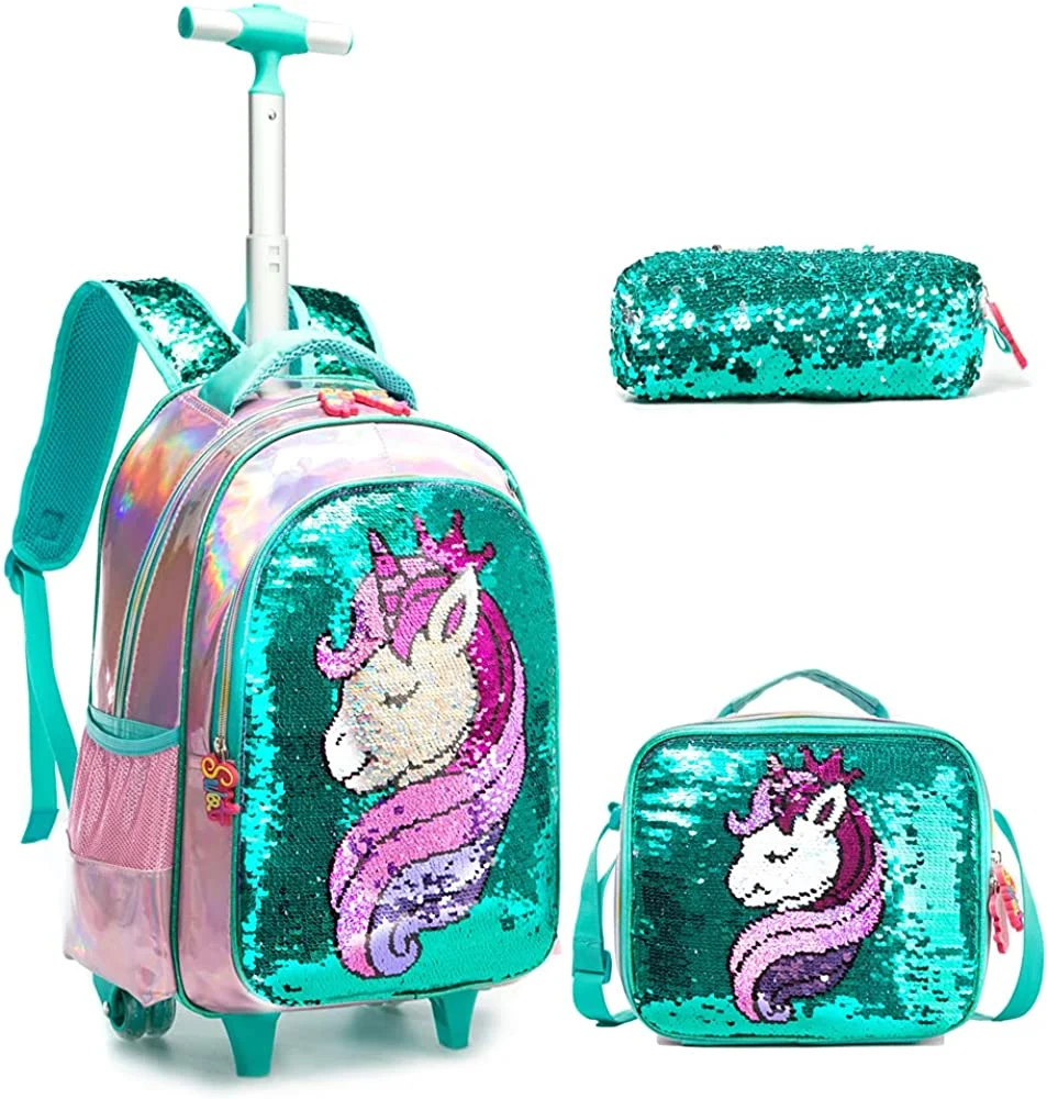 School Kids Rolling Backpack for Girls with Wheels Trolley Wheeled Backpacks for Boys