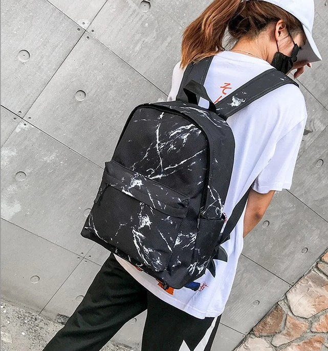 Wholesale Custom Logo Nylon Material School Backpack Fashion Marbling Backpack Boys and Girls School Bag