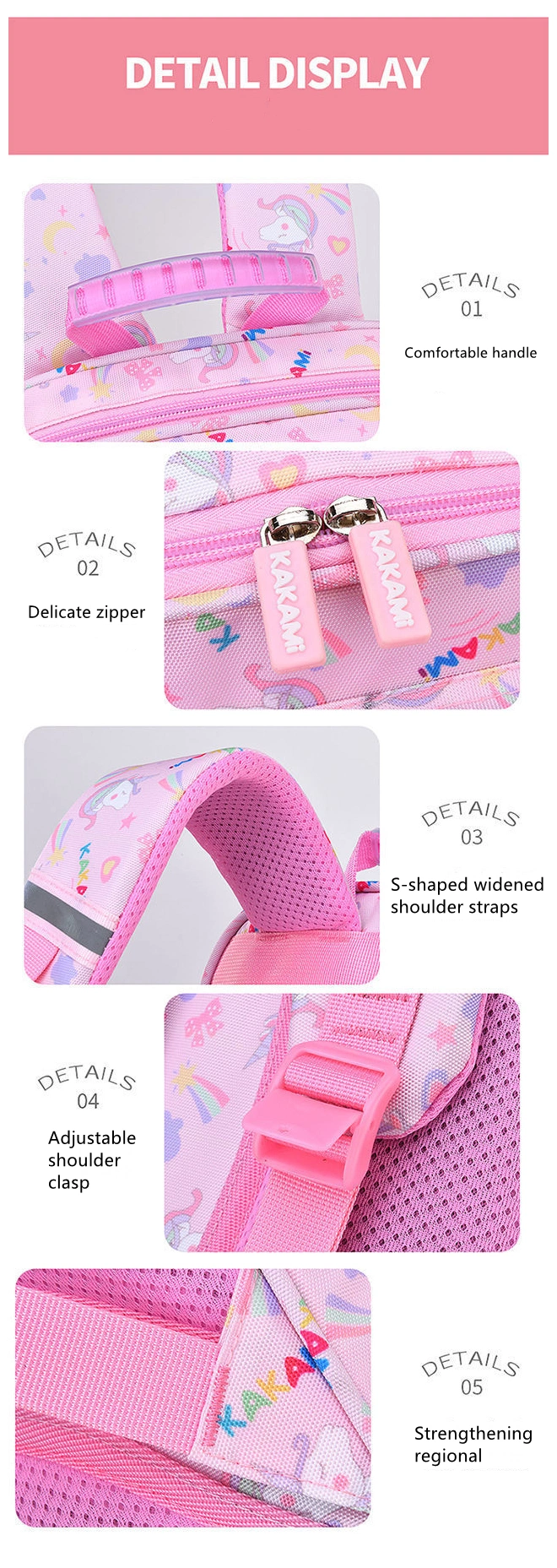 New Primary Kindergarten Mermaid Rainbow Cartoon Schoolbag Latest Fashion Backpack for Kids