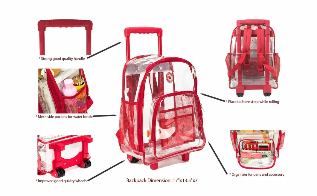 Trolley Clear Transparent PVC School Backpack for School, Security, and Sporting Events