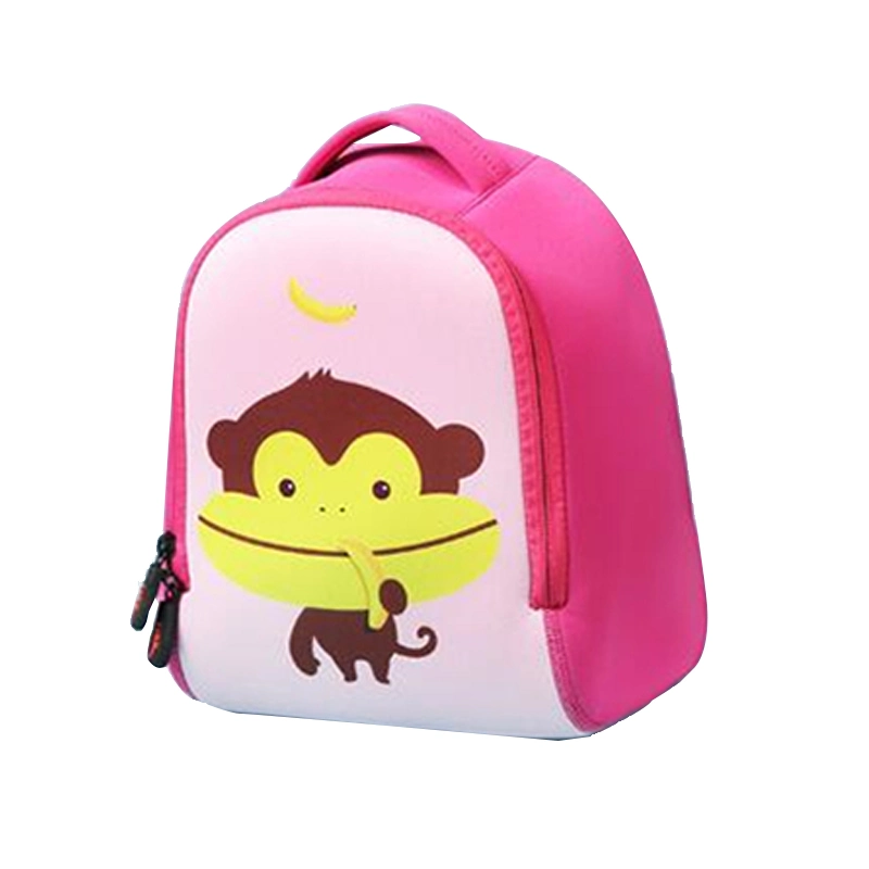 Innovation Durable New Fashion Cute Toddler Backpack Custom Kid School Bag Cartoon Banana Monkey Neoprene Pink Backpack