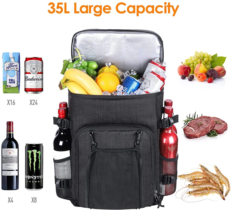 Leak-Proof Insulated Cooler Bag Lunch Bag Backpack 35 Cans