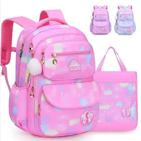 Best Selling Waterproof Polyester School Bags Lovely Pink Schoolbag Backpack Girl Kids