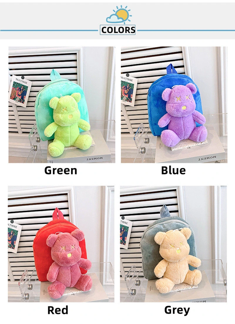 Custom Plush Bear Backpack Toddler Cartoon Bookbags Kids School Backpack Bag Cute