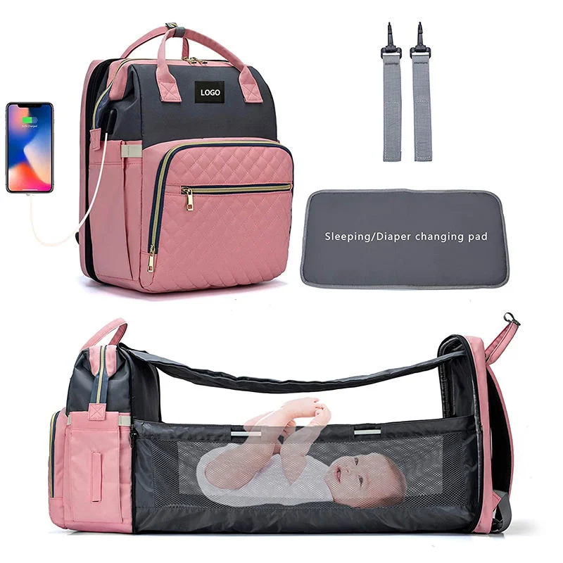 Stylish Colorful Shoulder Mommy USB Nappy Baby Storage Backpack